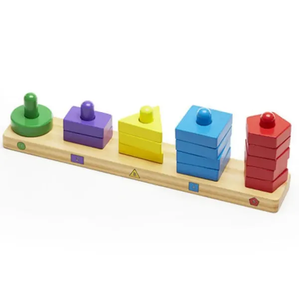 Torre di costruzione formante in legno per lo sviluppo delle abilità - Melissa & Doug immagine 2