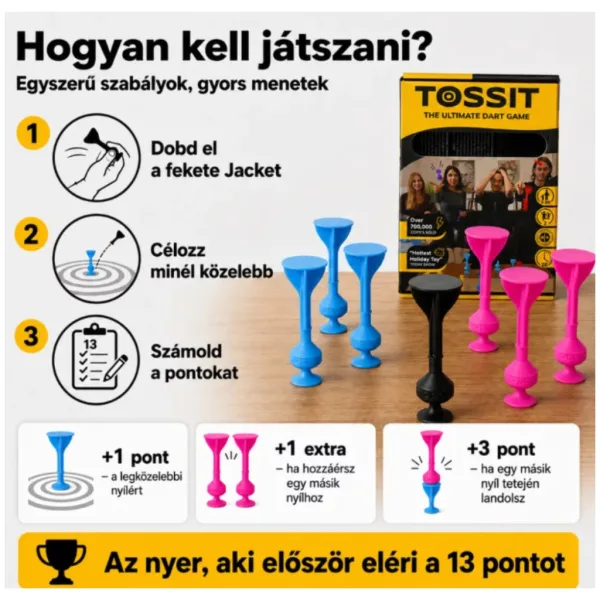 Tossit Starter Pack — gioco di freccette con ventose in silicone rosa e azzurro immagine 3
