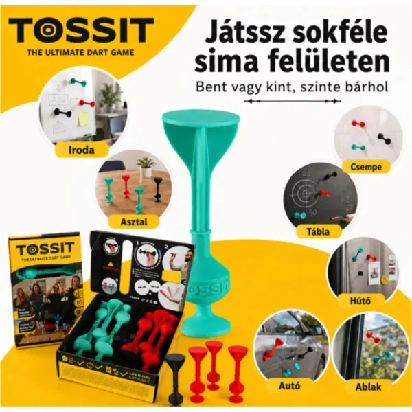 Tossit Starter Pack dart da tavolo in silicone rosso-turchese con dischi adesivi immagine 5