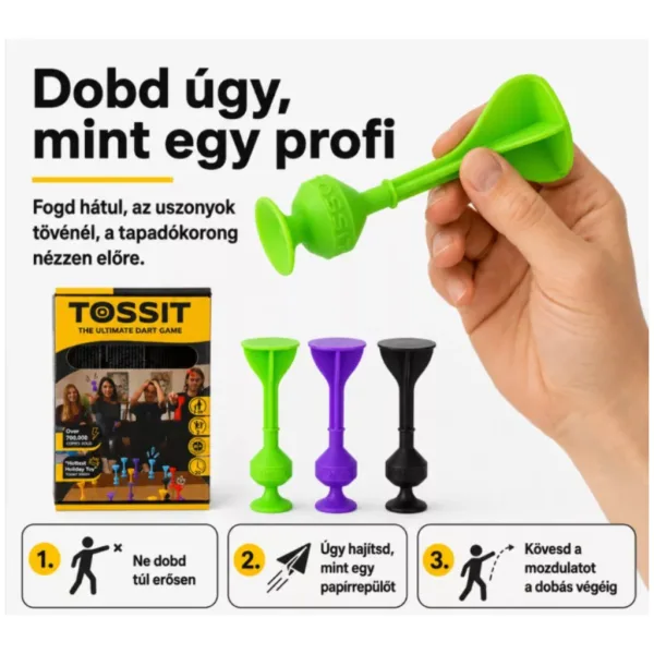 Tossit Starter Pack gioco di freccette con ventose in silicone, viola e verde immagine 4