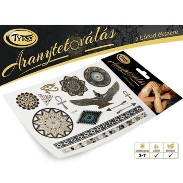TyToo: Set di tatuaggi dorati con motivi egiziani 21x15cm immagine 2