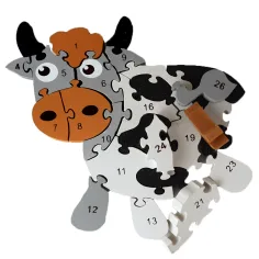 ABC+-+123+puzzle+educativo+in+legno+con+mucche immagine 3