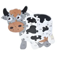 ABC+-+123+puzzle+educativo+in+legno+con+mucche immagine 4