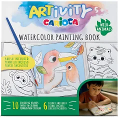 ARTivity: Animali - libro da colorare ad acquerello con pennello – Carioca