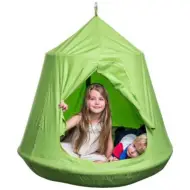 Altalena a nido duccello verde con tenda sospesa da 100 cm
