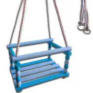 Altalena in legno di colore blu