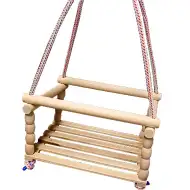 Altalena in legno naturale con corda