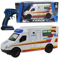 Ambulanza bianca telecomandata RC con effetti luminosi 2,4GHz scala 1/12 30cm