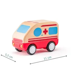 Ambulanza in legno con luci e suoni - Woodyland immagine 2