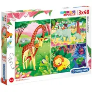 Amici della giungla Supercolor puzzle 3 in 1 da 3x48 pezzi - Clementoni