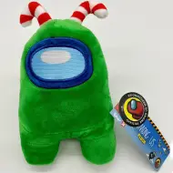 Among Us peluche verde con copricapo a forma di bastoncino di zucchero 20 cm