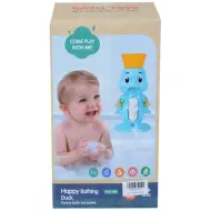 Anatra felice giocattolo da bagno blu