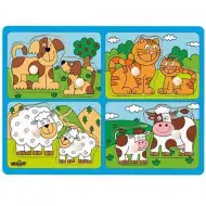Animali con i loro cuccioli - puzzle in legno con pomelli - Woodyland