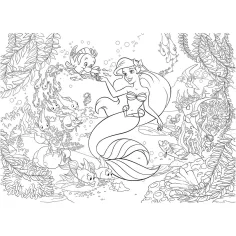 Ariel la sirenetta 2 in 1 puzzle da 108 pezzi e album da colorare 50x35cm - Lisciani immagine 3