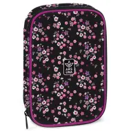 Ars Una: Astuccio multistrato Pearl Blossom Black con fiori 15,5x22,5x4,5cm