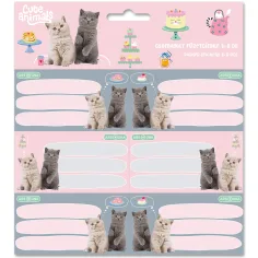 Ars Una: Cute Animals - Tea Party, etichette per quaderni a tema gatti, confezione 3x6 pezzi