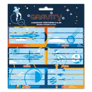 Ars Una: Etichette per quaderni confezionate con motivo di astronave Gravity 3x6 pezzi
