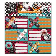 Ars Una: Etichette per quaderni confezionate con motivo di pattinaggio Rollin Mania 3x6 pezzi