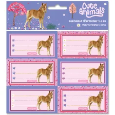 Ars Una: Etichette per quaderno "Animali carini" con cavalli, confezione da 3×6 pezzi