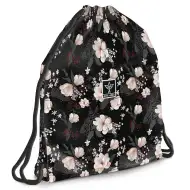 Ars Una: Flowery Black zaino da ginnastica floreale per adolescenti, sacca sportiva 37,5x46 cm