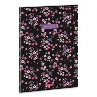 Ars Una: Quaderno a righe nero con chiusura extra Pearl Blossom A/4