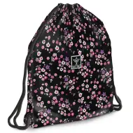 Ars Una: Sacca sportiva Pearl Blossom Black con fiori, 37,5x46cm