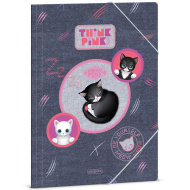 Ars Una: Think Pink cartellina con elastico, carina con motivo di gatti, formato A4