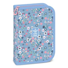 Ars Una: astuccio portapenne Pearl Blossom blu pieghevole e completo 12,8x19,3x3,6 cm