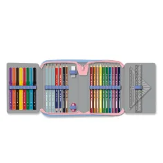 Ars Una: astuccio portapenne Pearl Blossom blu pieghevole e completo 12,8x19,3x3,6 cm immagine 2