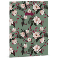 Ars Una: cartellina con elastico verde a fiori, formato A4