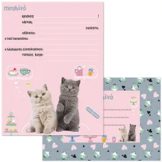 Ars Una: set di 10 inviti per tea party "Cute Animals" a tema gatti con buste