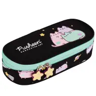 Astuccio ovale Pusheen con gatti, colore turchese-nero, 23 cm