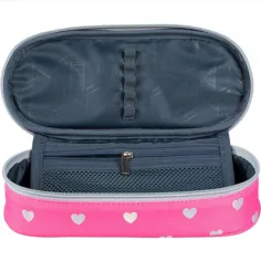 Astuccio ovale St.Right rosa con motivo di gatti e paillettes, 23 cm immagine 2