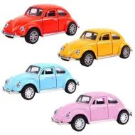 Auto giocattolo Volkswagen Maggiolino a retrocarica con luci e suoni in scala 1/32 in diverse varianti.