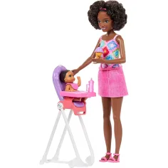 Bambola Barbie con vestito rosa, set da babysitter - Mattel immagine 3