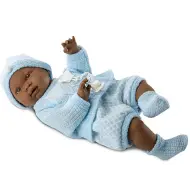 Bambola afroamericana neonato in abito blu 45 cm