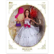 Bambola alla moda con capelli extra e accessori in abito bianco 30 cm