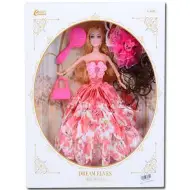 Bambola alla moda con capelli extra e accessori in abito rosa 30cm