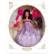 Bambola alla moda con capelli extra e accessori in abito viola 30cm