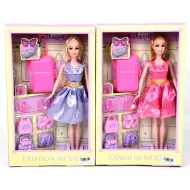Bambola alla moda con valigia e accessori in due varianti, 29 cm