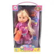 Bambola bionda con biberon, accessori e suoni