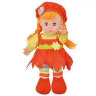 Bambola di pezza dai capelli rossi con cappello rosso, 30 cm