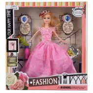 Bambola fashion con cappello, abito da ballo rosa con accessori, 29 cm