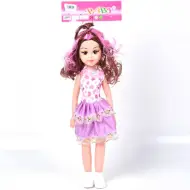 Bambola in abito con cuoricini e gonna, con acconciatura con mèches, 46 cm