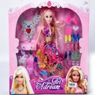 Bambola principessa con collana, scarpe e altri accessori