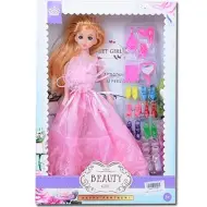 Bambola principessa in abito rosa con accessori 30 cm