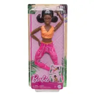 Barbie: Bambola yoga snodabile con capelli neri e top arancione - Mattel
