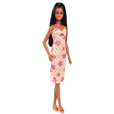 Barbie: Fashionista bambola alla moda con abito a quadri e fiori - Mattel immagine 2