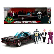 Batman: Modello dauto in metallo premium Batmobile classica del 1966 con 4 action figure in scala 1/24