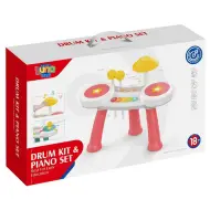 Batteria con pianoforte di colore rosa